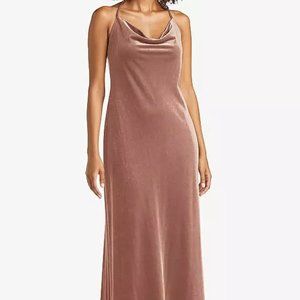Cowl-Neck Convertible Velvet Maxi Slip Dress...LB019...Tawny Rose...Size S..NWT